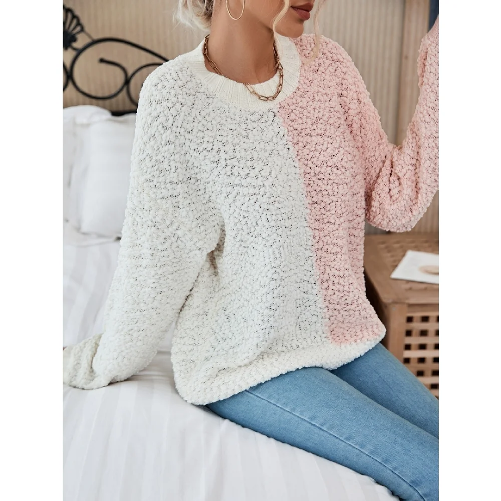 Pink & White Popcorn Knit Sweater S NWOT - Picture 4 of 6